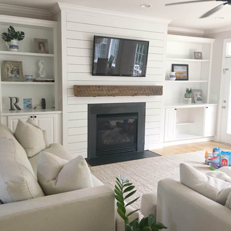 Fireplace + Shiplap – Before and After
