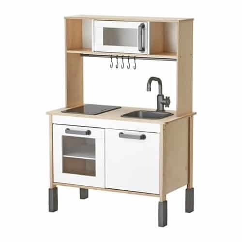 This image shows the fully assembled Ikea play kitchen.