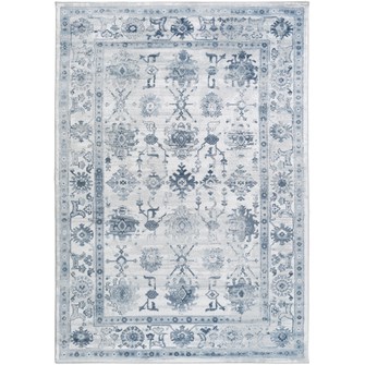 A blue and gray toned Lulu and Georgia area rug.