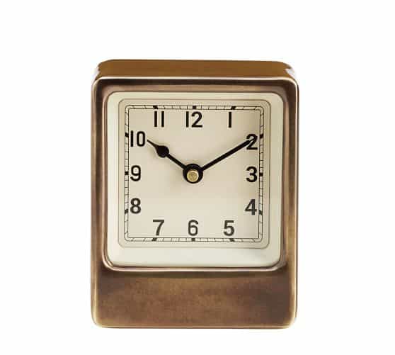 A small mid-century modern bedside clock from Pottery Barn.