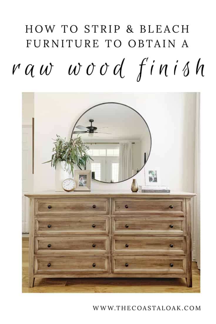 How to strip and bleach furniture to obtain a raw wood finish. This tutorial transforms stained and painted furniture into natural wood furniture and gives them a new look. #refinishingfurniture #refinishedfurniture #citristrip #naturalfinish #rawwood #bleachingfurniture