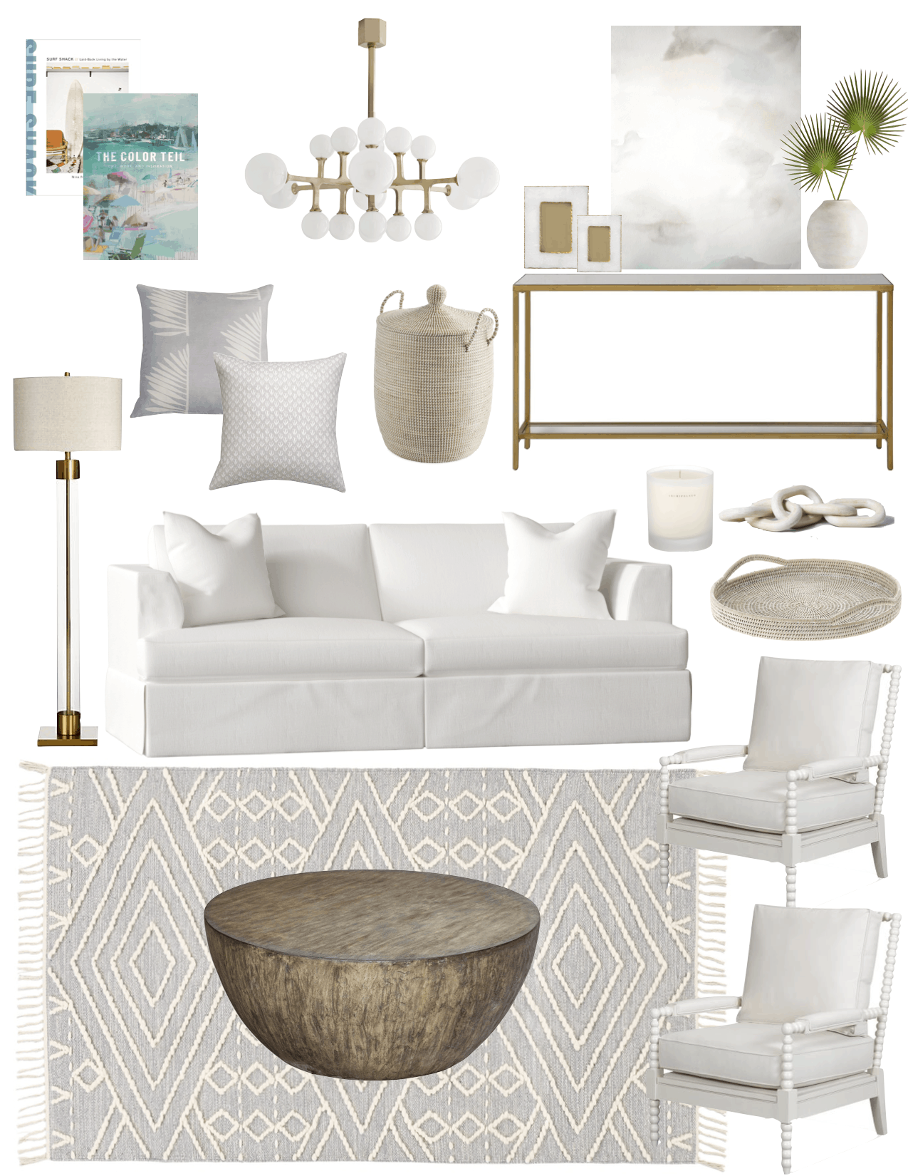 white coastal living room on Coastal Living Room Makeover Splurge Save The Coastal Oak