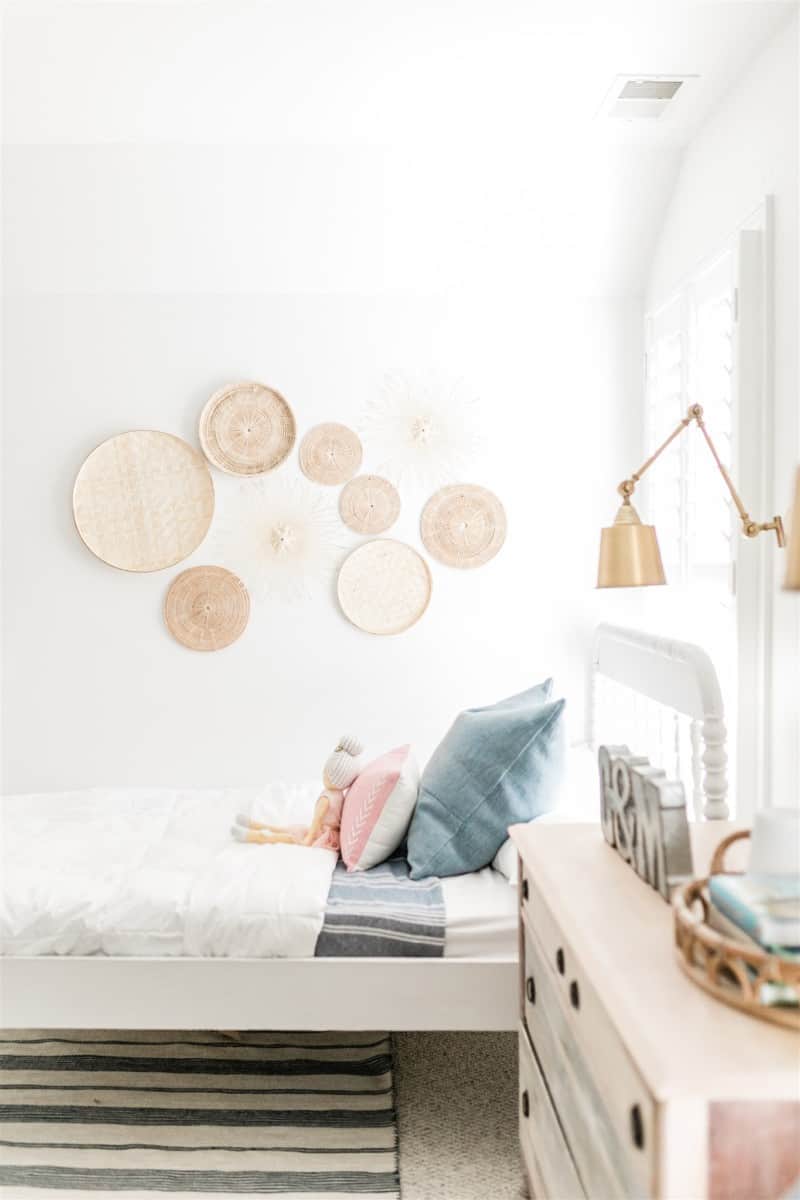 A wide mightstand is a great option for a shared bedroom, like our kids' room.
