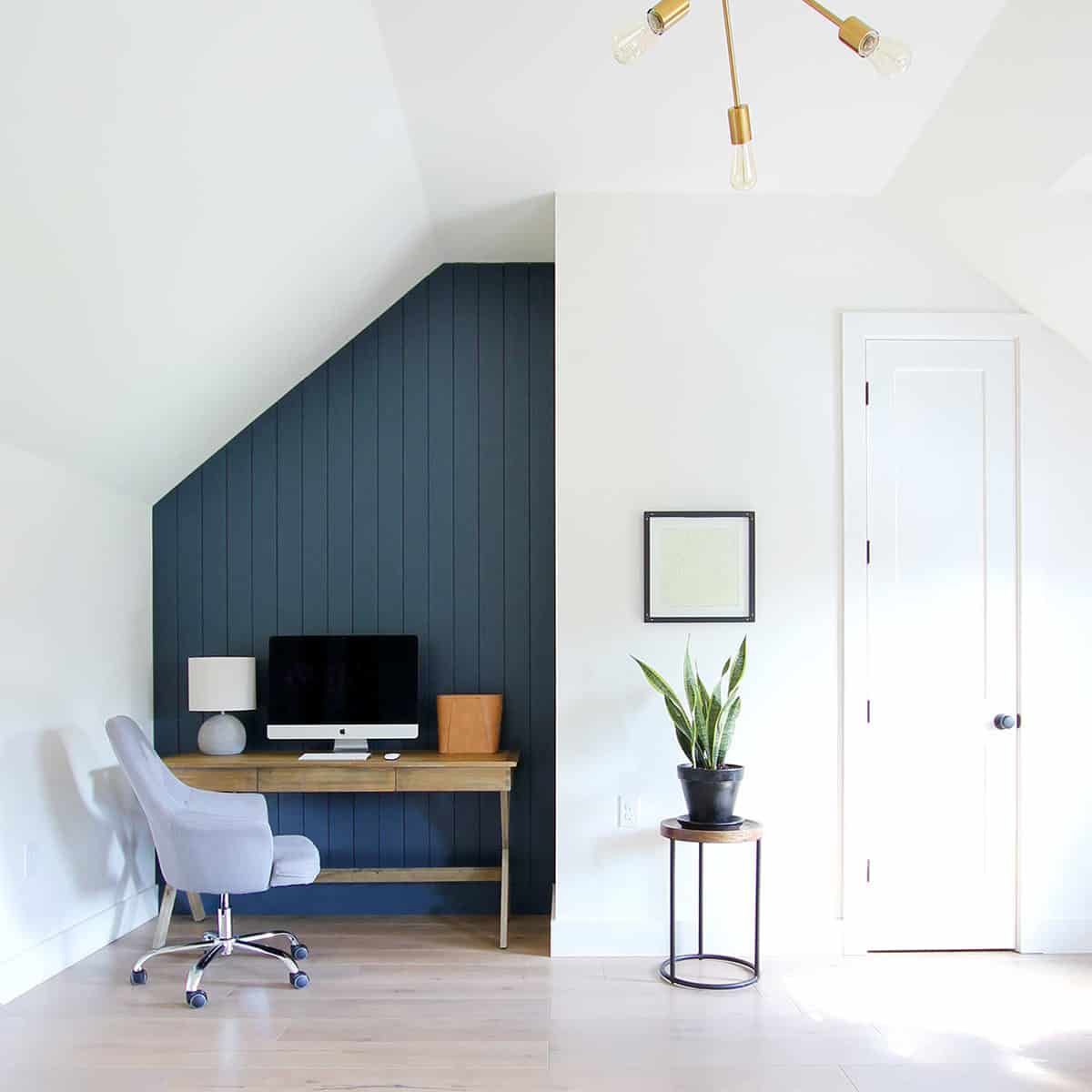 Plank + Pillow Vertical Shiplap Office