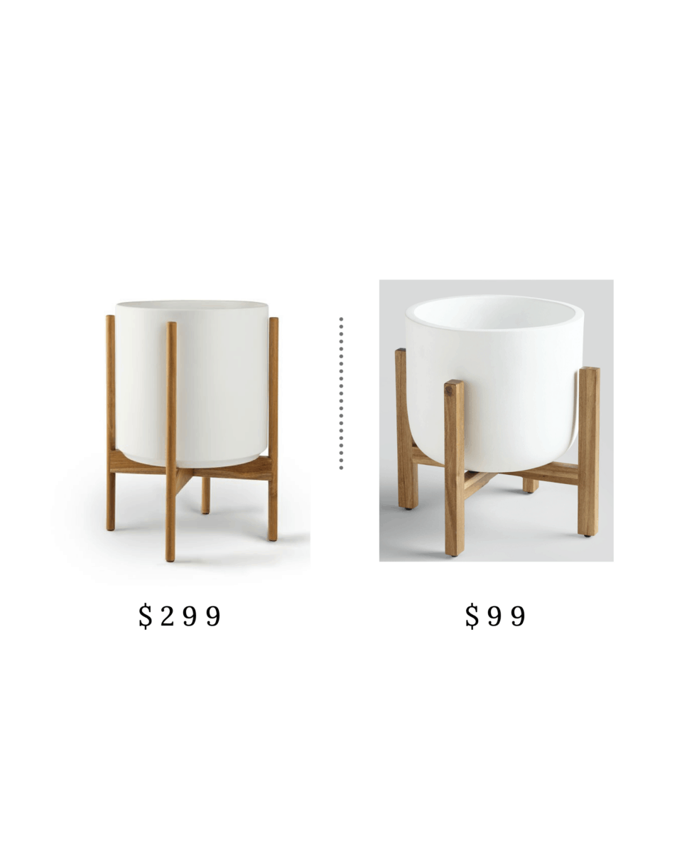 Front Porch Decor. These two identical raised white planter pots are priced at $299 and $99.