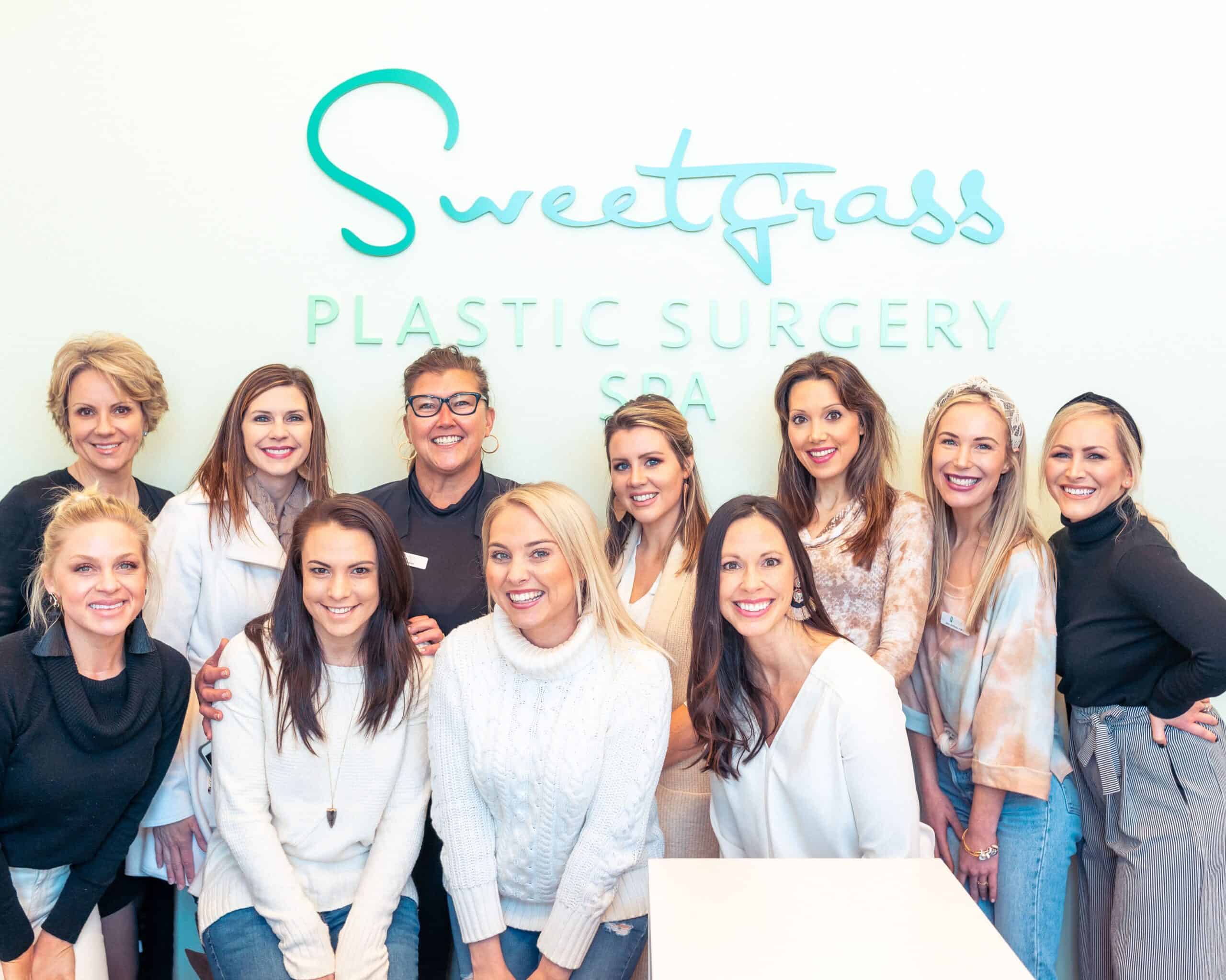 A fabulous group of female bloggers with the team of Sweetgrass Plastic Surgery and Spa