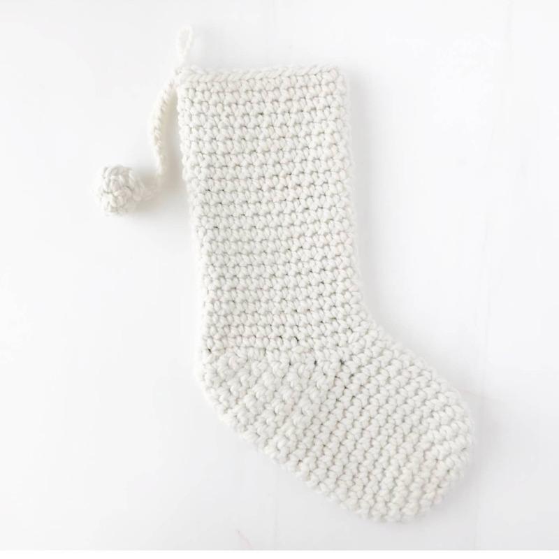 An all white knitted linen stocking.