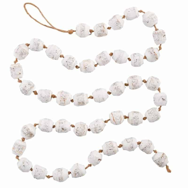 A strand of unique beaded bark garland.