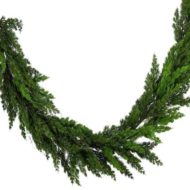 A strand of faux cedar garland.