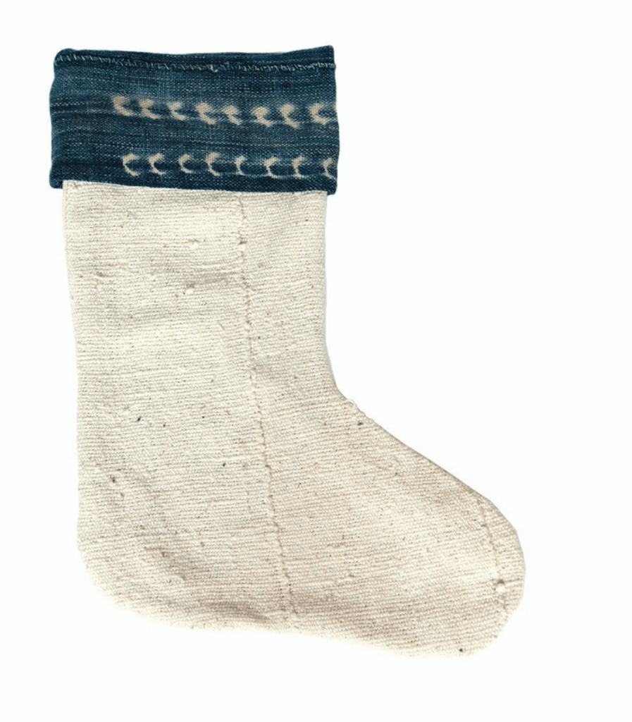 A vintage style mudcloth stocking.