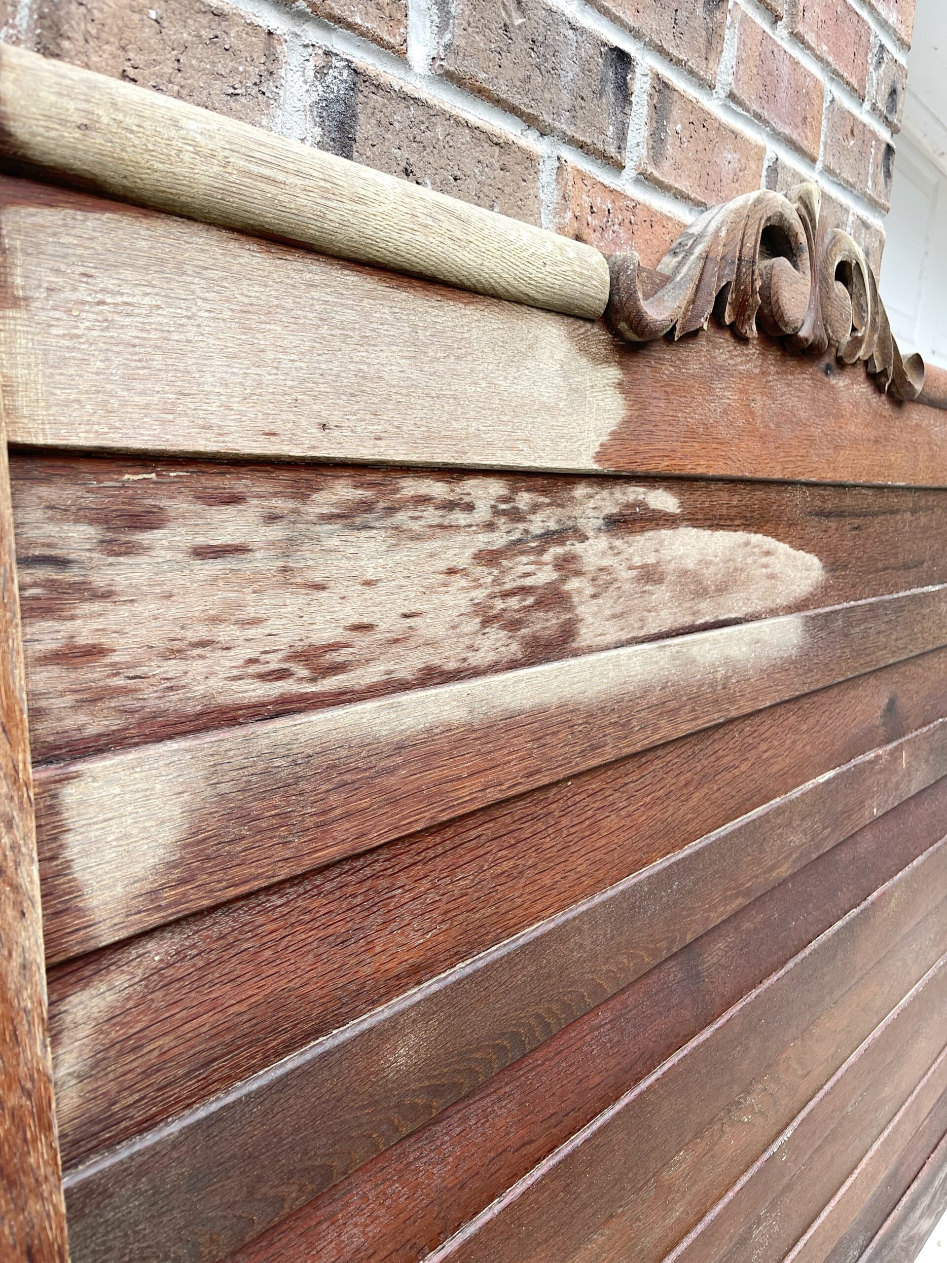 Antique bed in North Charleston thrift store, refinished to natural wood color.
