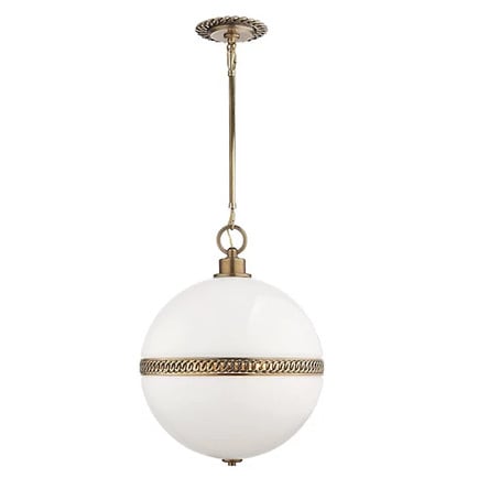 Milk glass brass pendant 